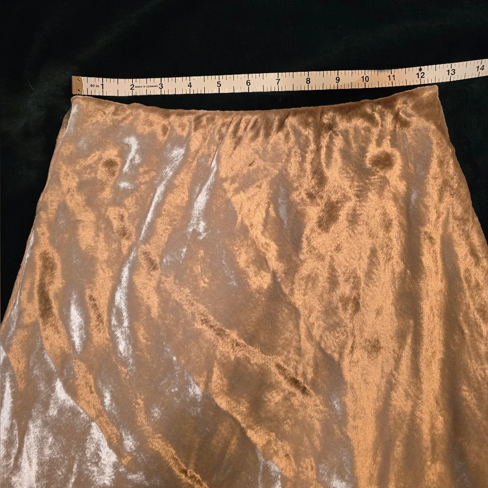 Polo Ralph Lauren Lush Velvet Flared Silver Midi Skirt | Sz 6 - Picture 11 of 16